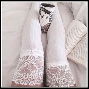 Lace Top Thigh High Over The Knee Socks Sexy Cute Lingerie Vintage Long Boot